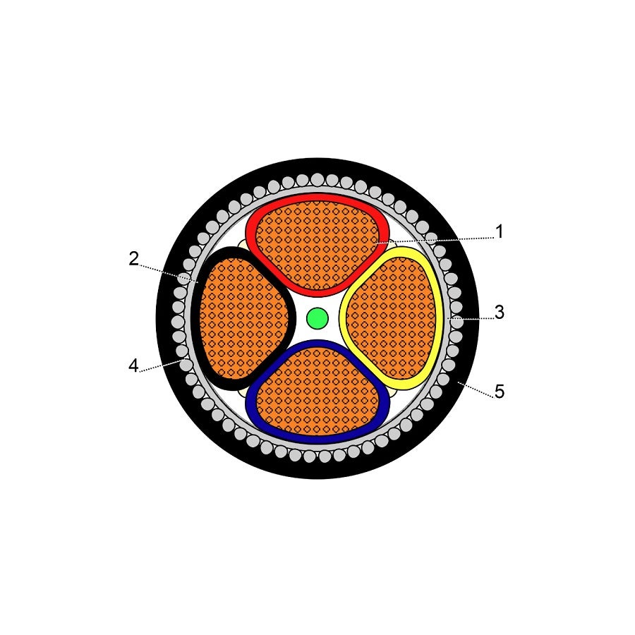 بحرة - كيبل XLPE نحاس - 4 خط - مقاس 185 مم - مسلح SWA - أسود - 600/1000 فولت - 1