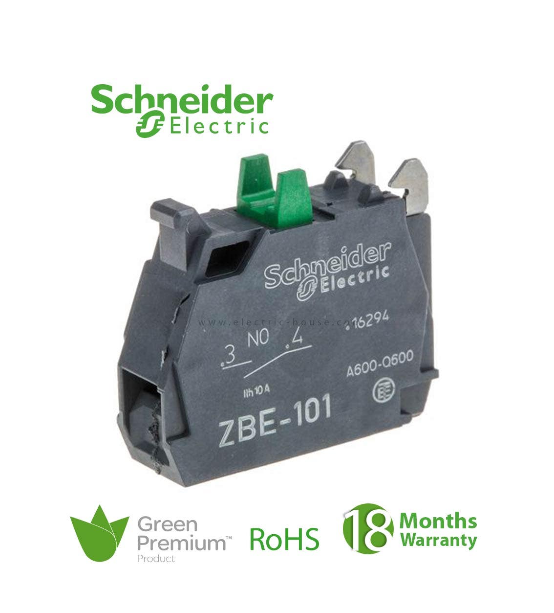 SCHNEIDER - Single Contact Block For Head ˜22 1No Silver Alloy Screw Clamp Terminal - 1
