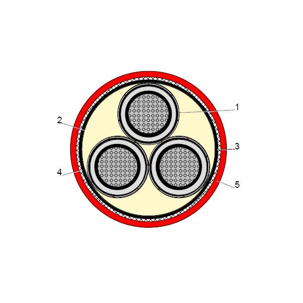 بحرة - كيبل XLPE الومينيوم - 3 خطوط - مقاس 500/35 مم - مسلح STA - جهد متوسط 15KV - CWS - 1
