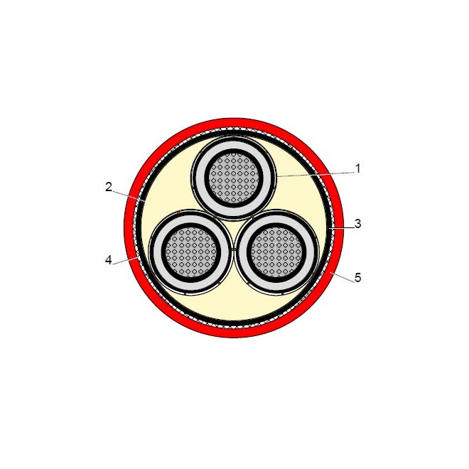 بحرة - كيبل XLPE - ألومينيوم - 35/300x3 مم - مسلح STA - جهد متوسط 15KV - 1