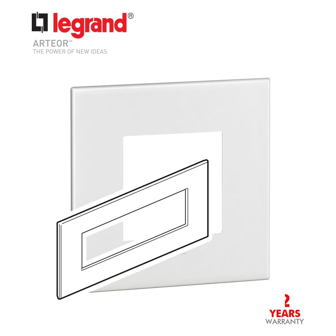 LEGRAND - Plate 8Mod w/ Support Frame BS, White Arteor - 1