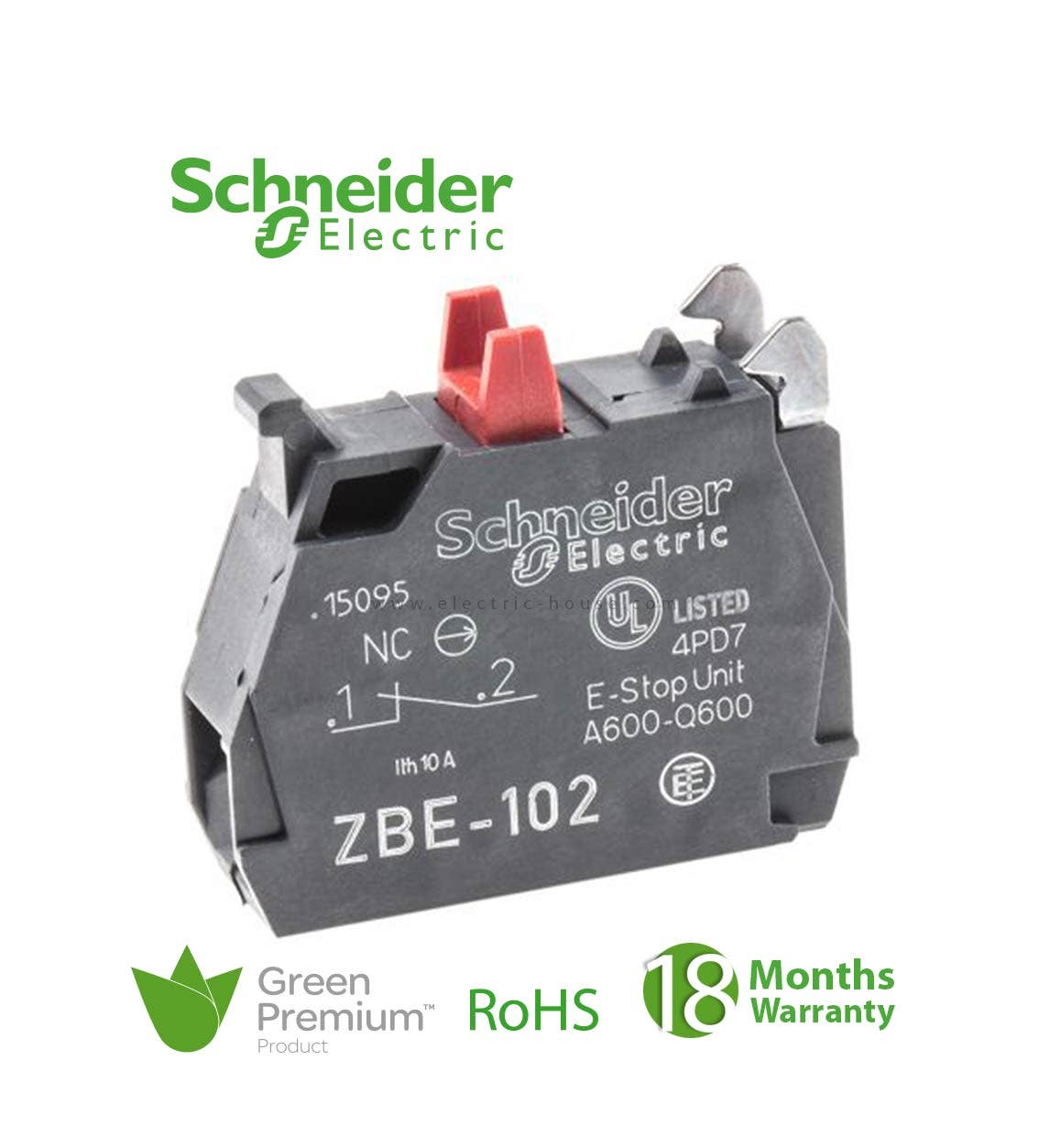 SCHNEIDER - Single Contact Block For Head ˜22 1Nc Silver Alloy Screw Clamp Terminal - 1