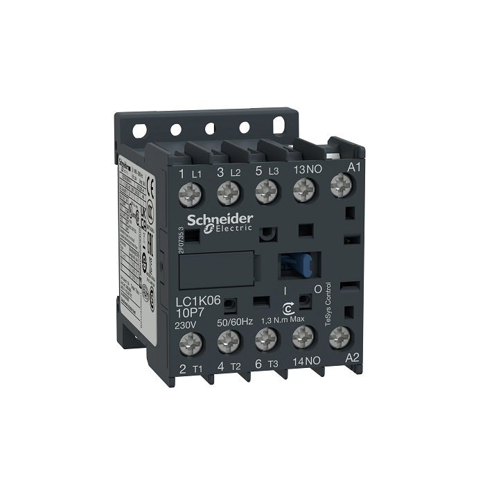 SCHNEIDER - Contactor - TeSys K - 3P - AC-3/AC-3e - 440V 6A - Aux. 1NO, 24V AC Coil - 1