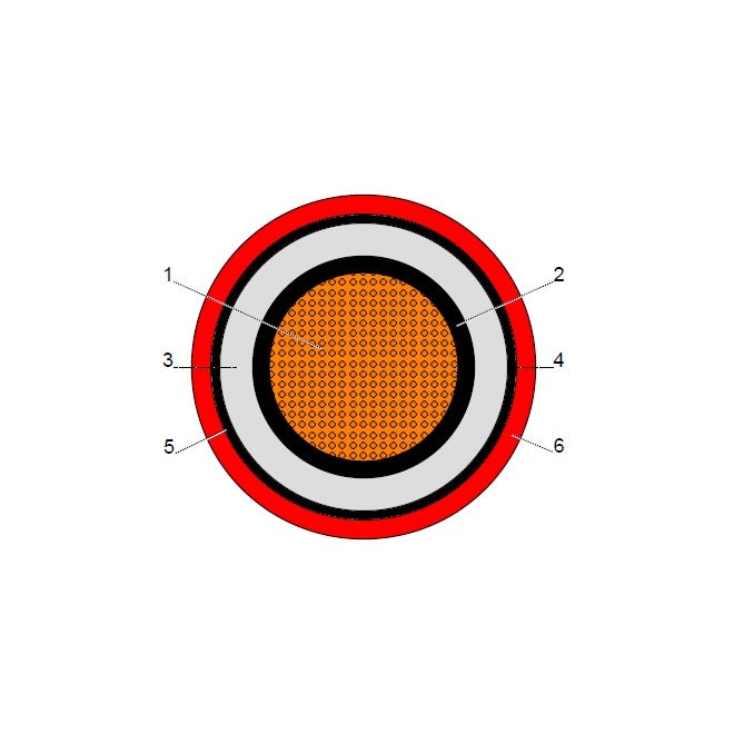 بحرة - كيبل XLPE نحاس - خط واحد - مقاس 185 مم  - أحمر - 15000 فولت - 1